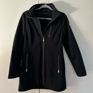 Black Water Proof Shell Long Jacket by Calvin Klein